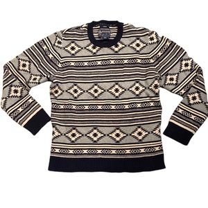 American Rag‎ Thick Dark Blue/Gray Aztec Pattern Crewneck Sweater Size Large